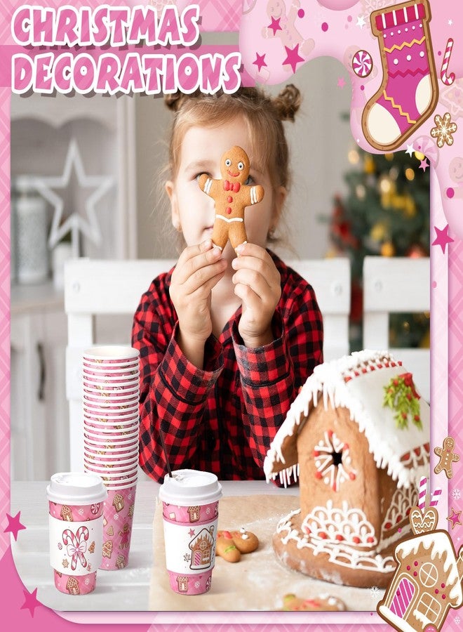 Uiifan Gingerbread Man Party Disposable Coffee Cups with Lids, Sleeves and Stirrers 50 Pack 12 oz Hot Cups Baby Shower Decoration for Fall Baby Shower Gender Reveal Party Christmas - Image 5